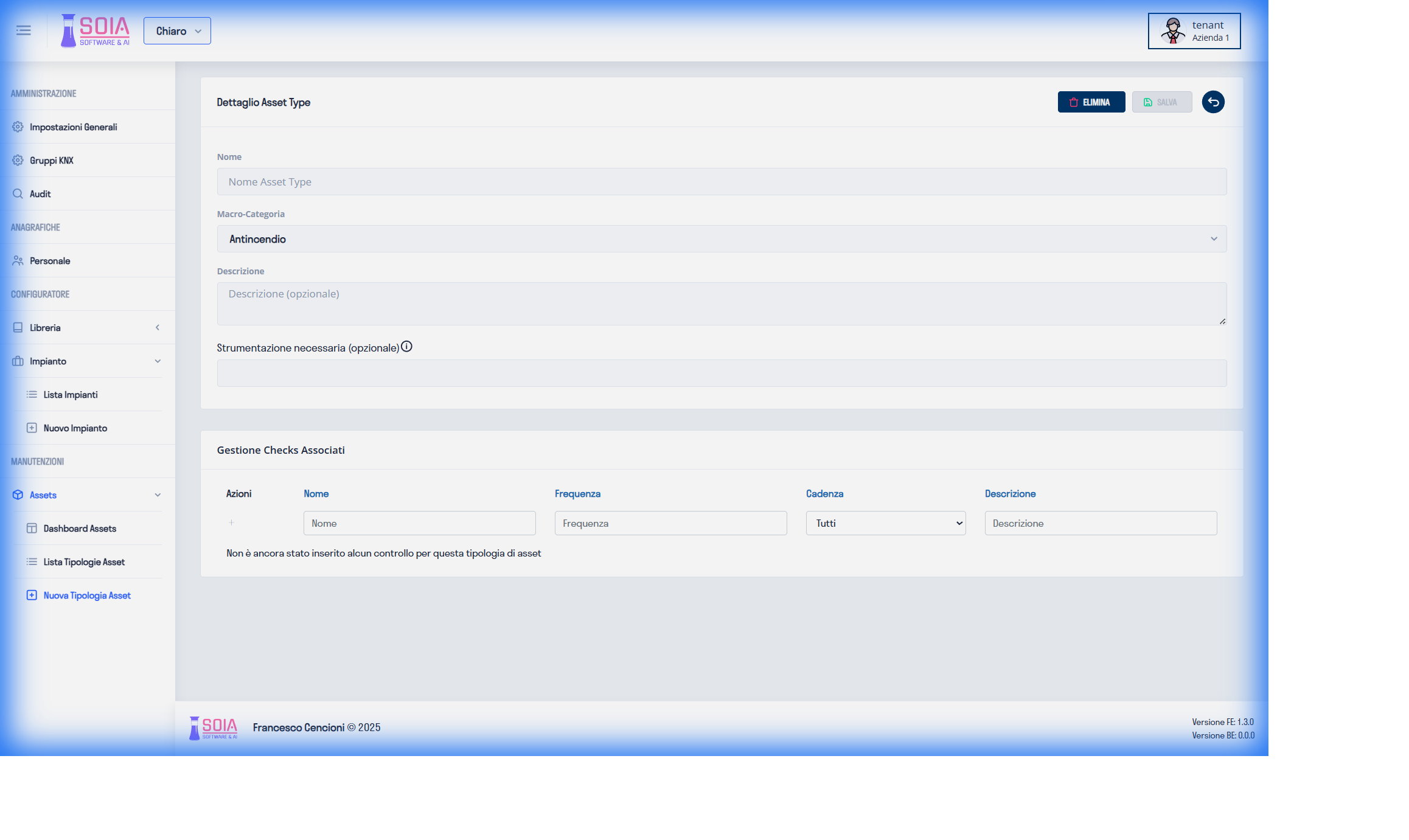 Form Creazione Tipologia Asset