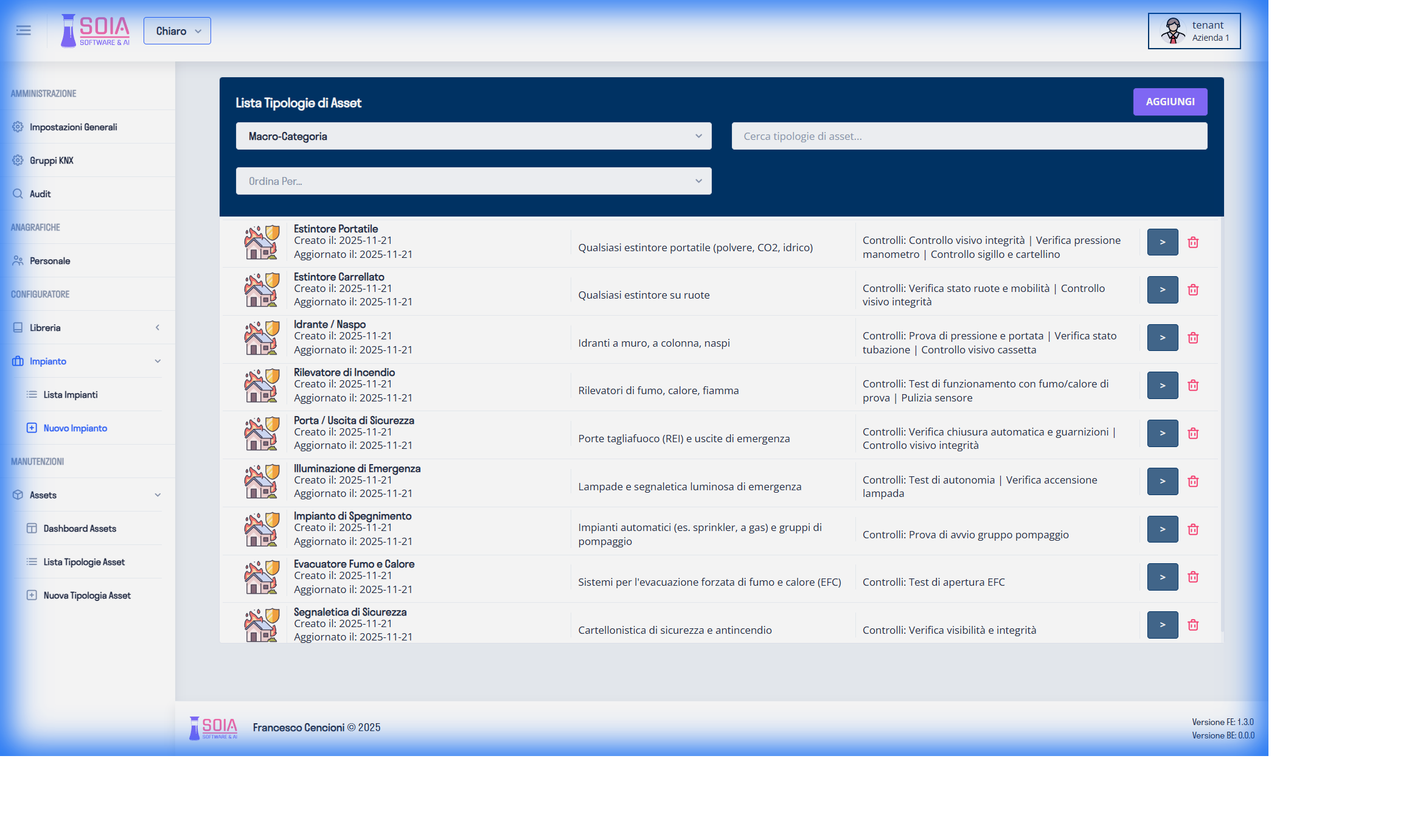 Lista Tipologie Asset